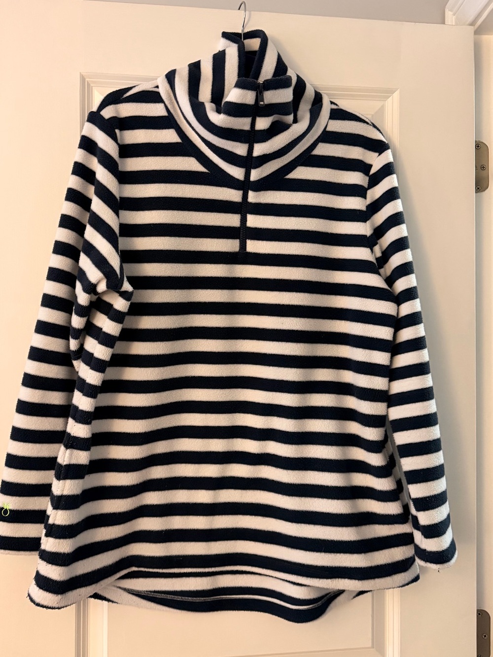 Dudley Stephens Navy and White Striped Half-Zip Sweatshirt